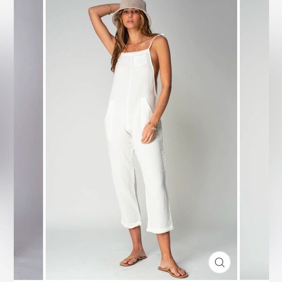 Pants - STILLWATER The Brand Some Beachy Overalls Linen Blend Jumpsuit